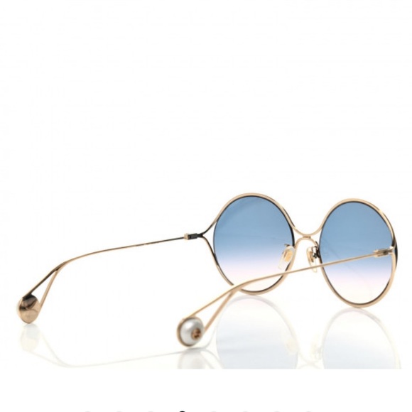 Authentic gold GUCCI blue gradient 
Round Pearl Tip Sunglasses - Picture 11 of 17